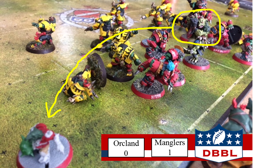 Blood Bowl Thrown Goblin Touchdown